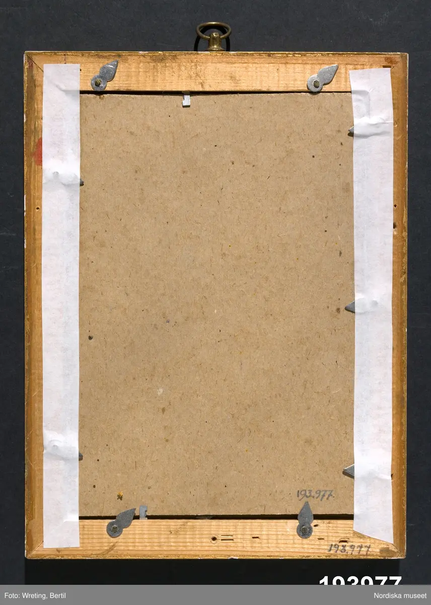 Silhuettporträtt, man med stångpiska och krås, bröstbild höger.