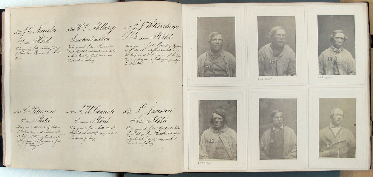 Ur "Photografiskt Album för år 1861 öfver fångar förvarade å Warbergs fästning". Fånge N:o 168 C. Pettersson. Fjärde resan stöld. 55 år gammal, född i Tvings sn., Blekinge län. "Visat våldsamhet och högst opålitligt uppförande å Ny Elfsborg. Kallas af fångarne å fästningen för Wargen".