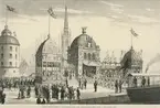 Tryck. Kronprins Gustavs och Viktorias av Baden förmälning 1881. Kronprinsparets landstigning vid Riddarholmen den 1 oktober 1881