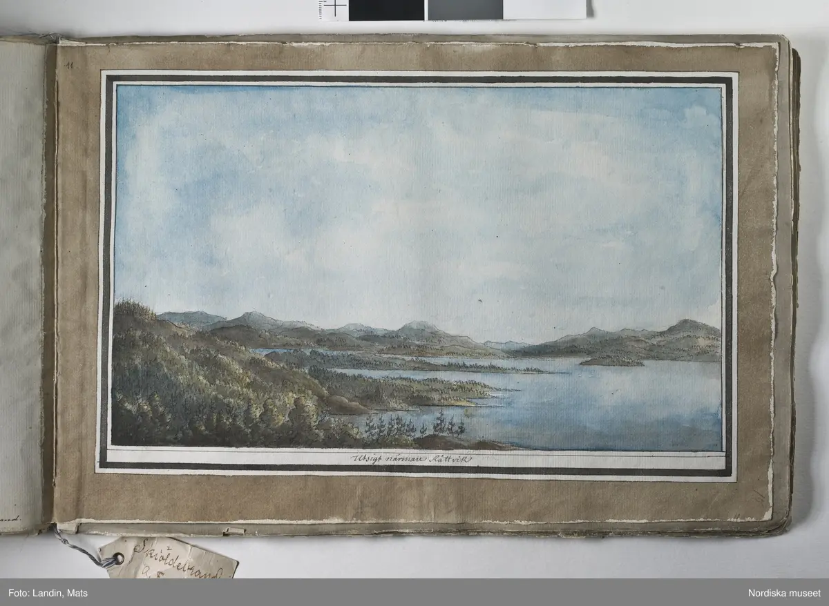 Album med titeln "Resan till Dalarna 1794". Akvareller utförda av greve Anders Fredrik Skjöldebrand (1757-1834) Falu koppargruva