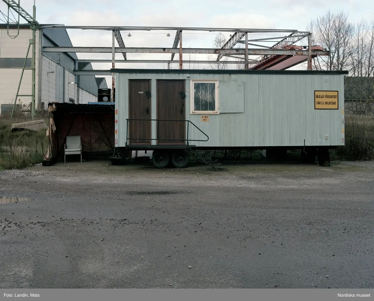 Hallsberg,  industrispår, industri, år 1999-2000. Järnväg, Lagerhus silo ritad av Gunnar Asplund.