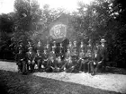 Slakteriförbundet. Gruppbild utomhus. Män i kostym.  SV Slakteri och Charkuteri. Arbetarförbundets avdelning 8, Trelleborg.