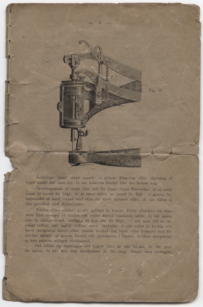 Bruksanvisning till trampdriven symaskin. Bruksanvisning för den nya Universal - Elastic - Symaskinen med rundgående matning.