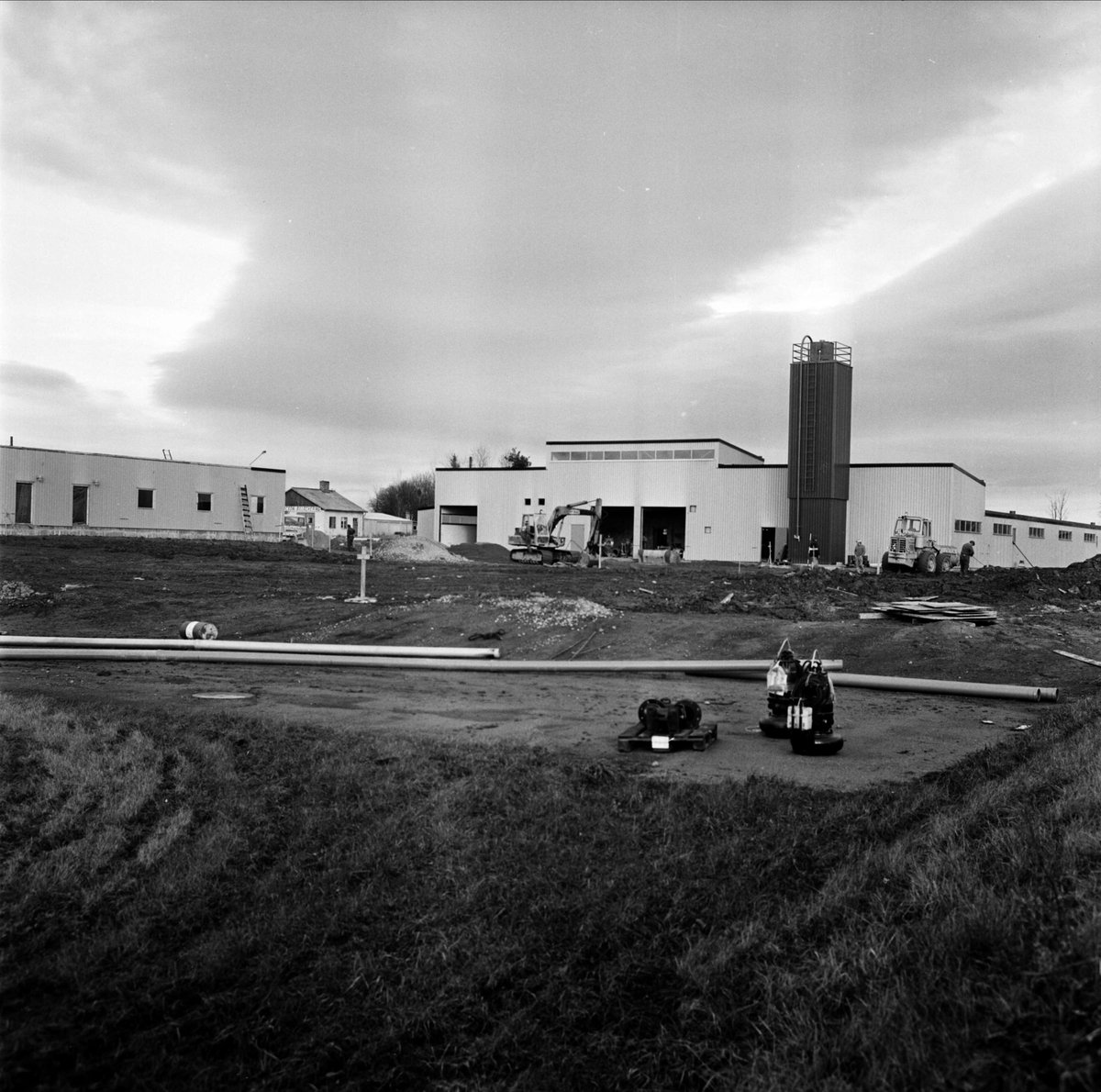 Avloppsreningsverk i Tierp, Uppland oktober 1973