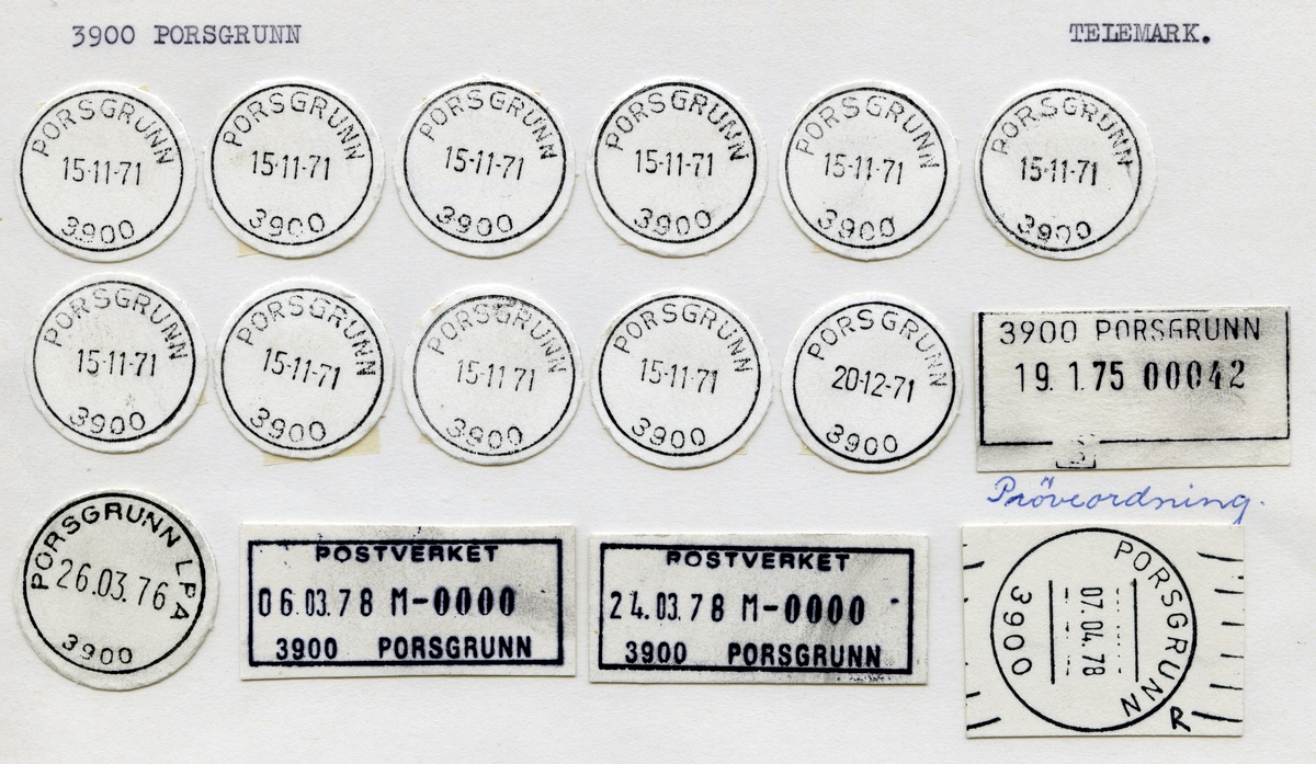 Stempelkatalog 3900 Porsgrunn (Porsgrund), Telemark