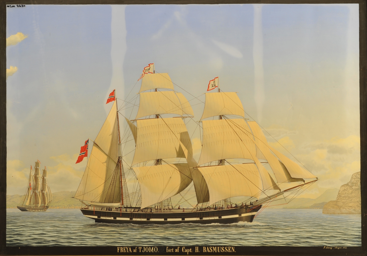 Bark 'Freya' af Tjømø ført av Capt. H. Rasmussen