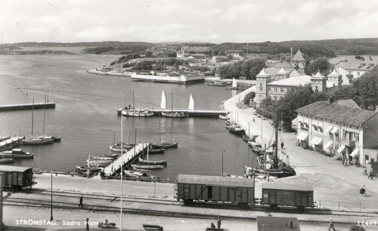 Tryckt text på kortet: "Strömstad. Södra Hamnen."