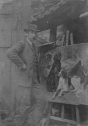 mann, billedkunstner, maleri, hunder, Rapp