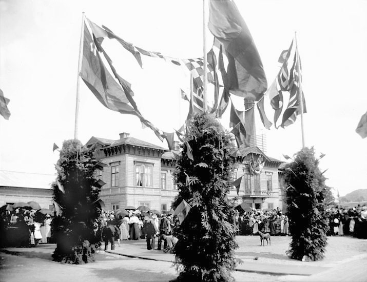 "Äreport för Konungen."
Plats: Uddevalla
Datum: 30 Juli 1895
Tid: Kl 11.45 f.m.
Ljus: Solsken 
Bländare: No 2
Objektiv: Svenska Express
Exponering: Hastighet No 3
Framkallning: Hydrochinon, Eikonogen