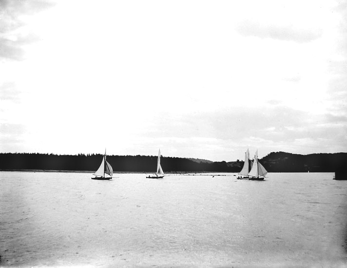 Enligt fotografens noteringar: "5 te Klassens båtar." 
Plats: Sunningen
Datum: 26 Juli 1896
Tid: Kl 1.10 e.m.
Ljus: Solsken
Bländare: No 2
Objektiv: Svenska Express
Exponering: Hastighet No: 2 1/2
Framkallning: Hydroechinon, Eikonogen