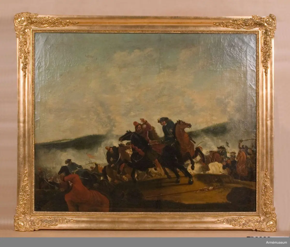 Oljemålning föreställande batalj, av JP Lemke?