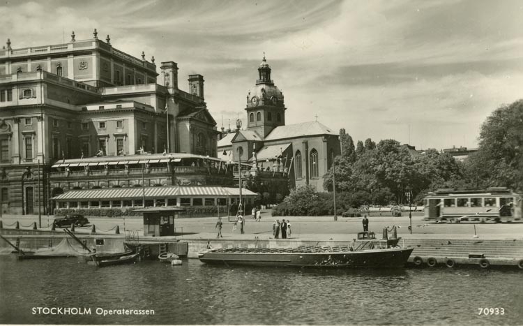 Notering på kortet: Stockholm. Operaterassen.
