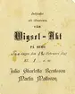 Text på kortet: Inbjudes att öfvervara vår Wigsel-Akt på Berg. Fredagen den 12 februari 1897 Kl. 1 e.m. Julia Charlotta Berntsson. Martin Mattsson.