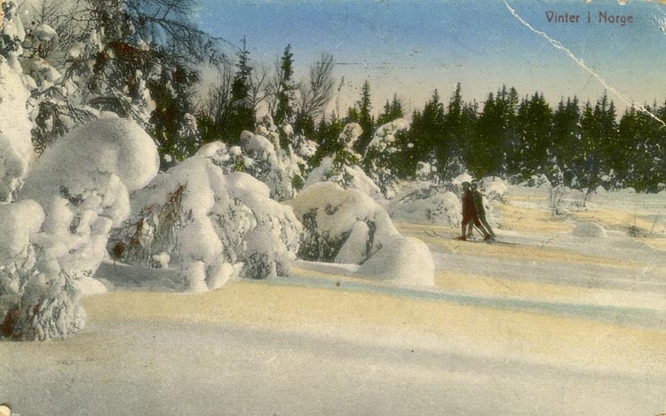 Notering på kortet: Vinter i Norge.