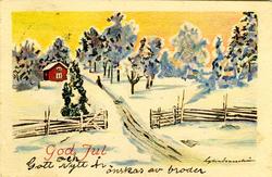 Kort: "God Jul". Vinterlandskap