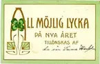 Nyårskort. All Möjlig lycka på nya året tillönskas af din vän Emma Karlsson