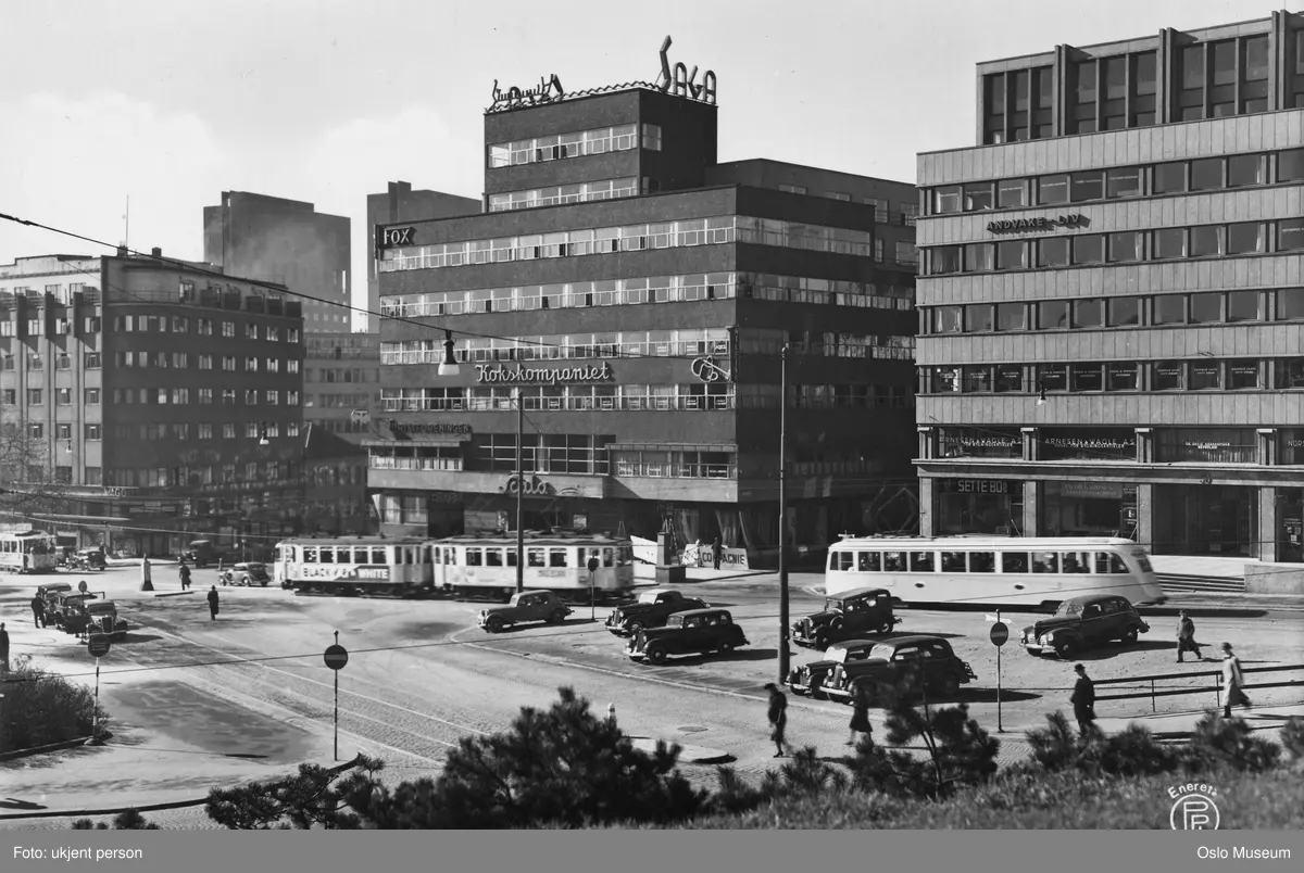 utsikt, park, trikker, biler, mennesker, gateliv, forretningsgårder, Hotel Continental