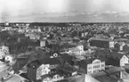 Enköping, panorama från silobyggnaden, mot norr, maj 1956