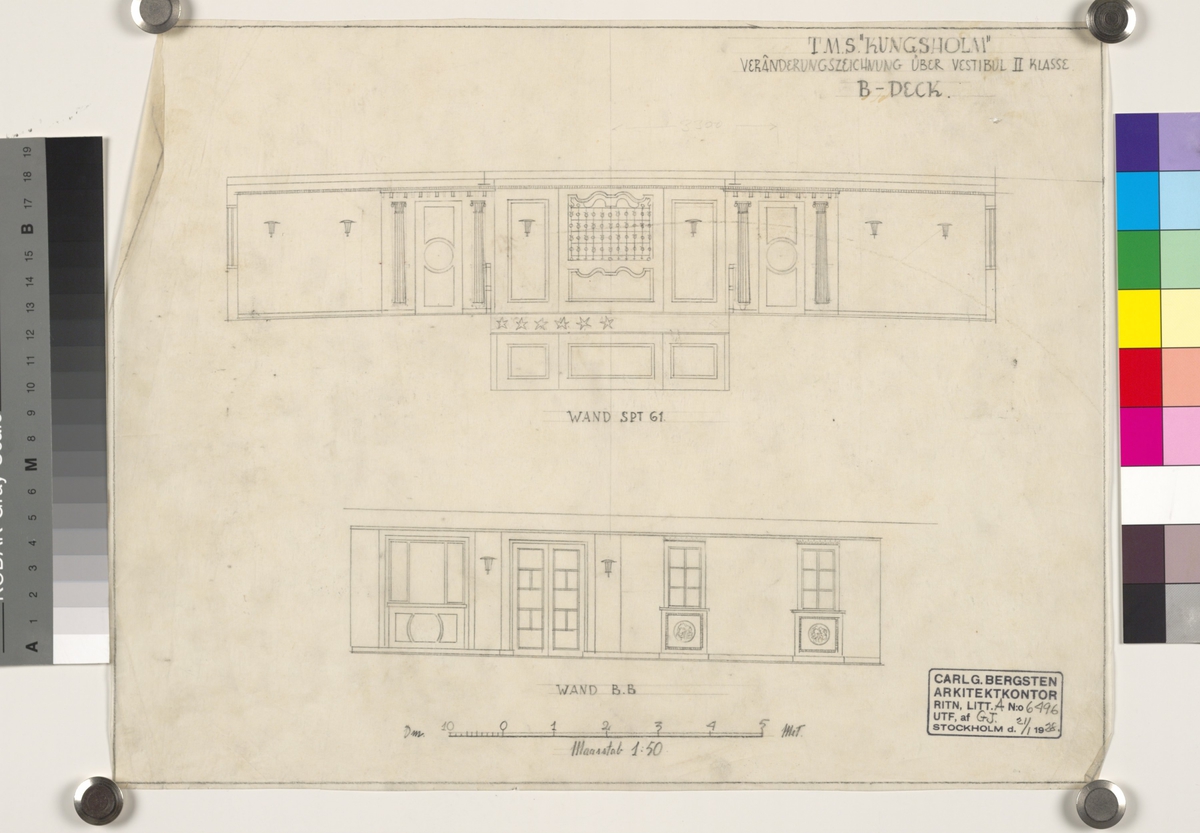 M / S KUNGSHOLM
2:a klass vestibul, väggelevation