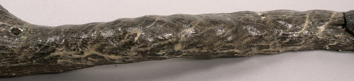 Skulpterad lejonsvans, lagad i rotändan. Svanstofsen är stor och yvig. Svansens baksida är slät.

Text in English: A sculpted lion''s tail, broken off where it was attached to the lion''s hind quarters. The tuft is large and bushy. The reverse side is smooth.