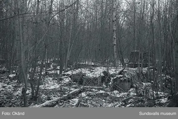 Järveds sågverk, herrgård, tank, tippvagn, pråm, plintar, m.m.