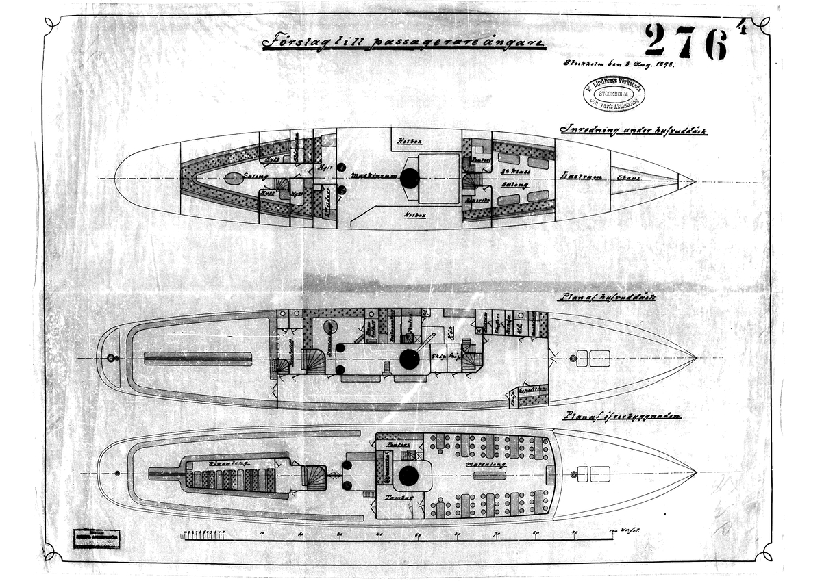 Förslag till inredning under huvuddäck m.m.