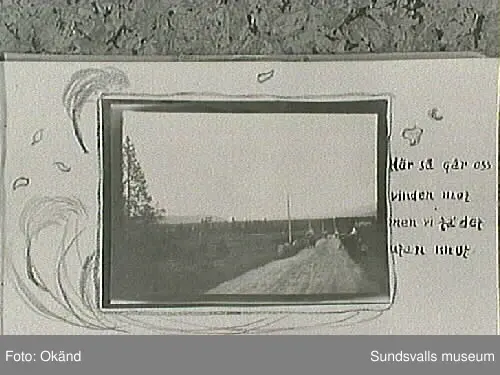 Amatörfotografier ur fotoalbum från resa med cykel till Trondheim, Norge, sommaren 1915. Maja Braathen, Gunnar Johansson, Tage, Atti, Lisa.