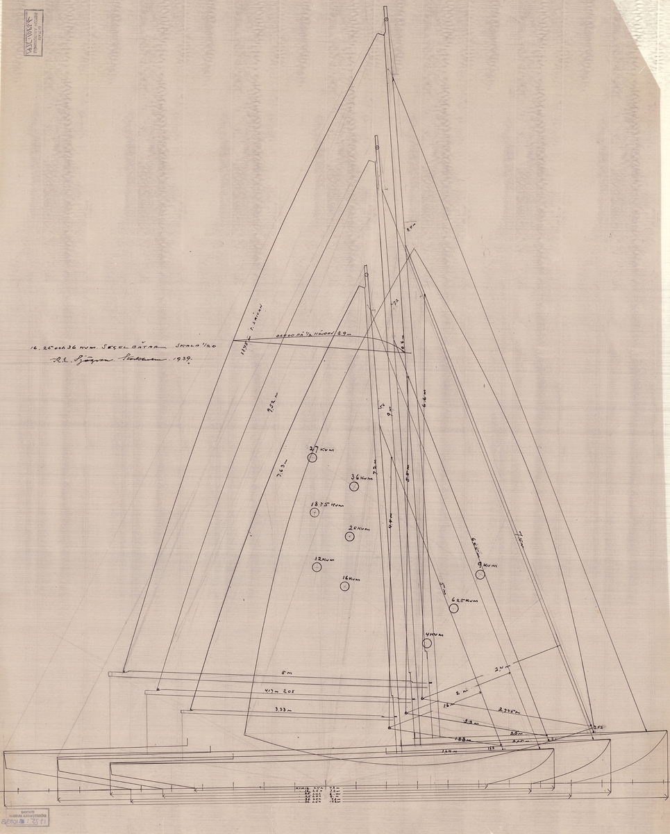 segelritning , skala 1:20 i övrigt lika