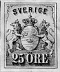 Frimärksförlaga till frimärket 1862 - Lejon. Valör 25 öre.