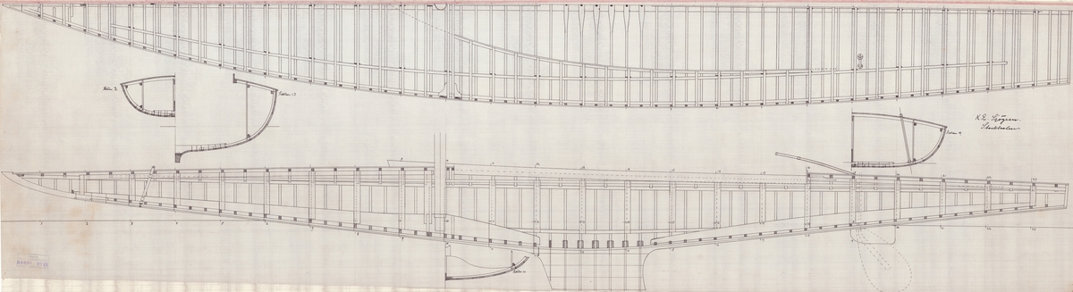 utslagsritning i plan, profil och sektion