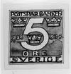 Ej realiserade förslag till frimärken Postsparbankens 50-årsjubileum, utgivet 6/12 1934. Konstnär: Olle Hjortzberg.
Valör 5 öre.