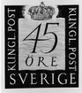 Nya frimärkstyper i valörerna 45 - 55 öre 1951. Ej realiserade förslag. Foto 15/11 1967. Konstnär: Mark Sylwan. 
Valör 45 öre.