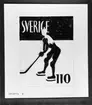 Ej realiserade förslag till frimärke Riksidrottsförbundet 50 år, utgivet 27/5 1953. Svenska gymnastik- och idrottsföreningars
riksförbund bildades 1903. Konstnär: Stig Blomberg.
Valör 1:10 kr.