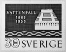 Förslagsritningar - ej antagna - till frimärket Vattenfall 50 år, utgivet 20/1 1959. Konstnär: Tor Hörlin. Förslag. Valör 30 öre. 9.