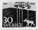 Förslagsteckningar - skisser - till frimärket Domänverket 100 år, utgivet 4/9 1959. Konstnär: Sven Ljungberg. Förslag 