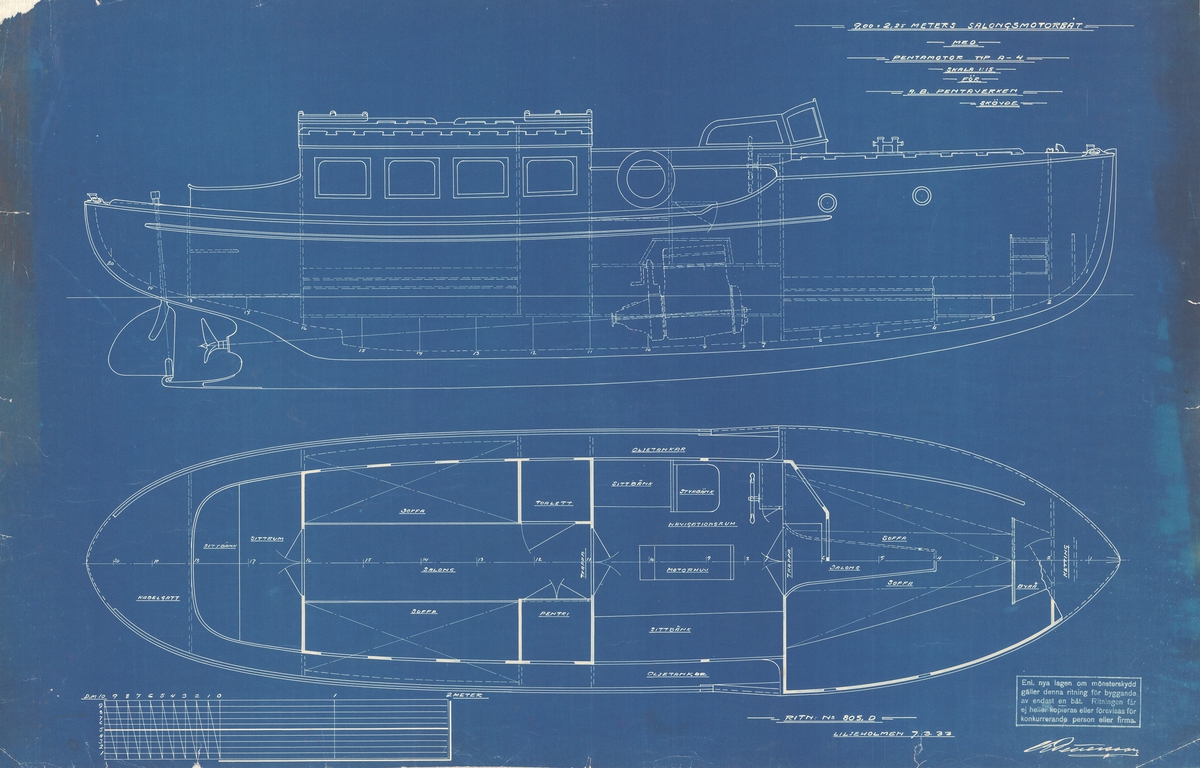 Inredningsritning i plan och profil