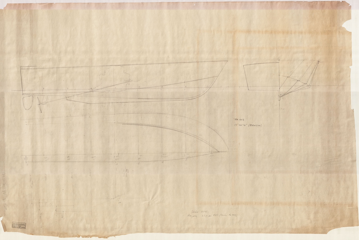 Skiss; Linjeritning, spantruta