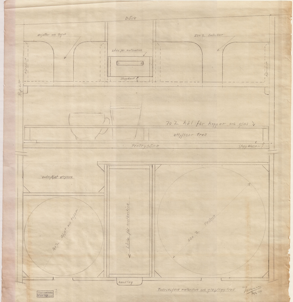 Skiss; detalj pentry.