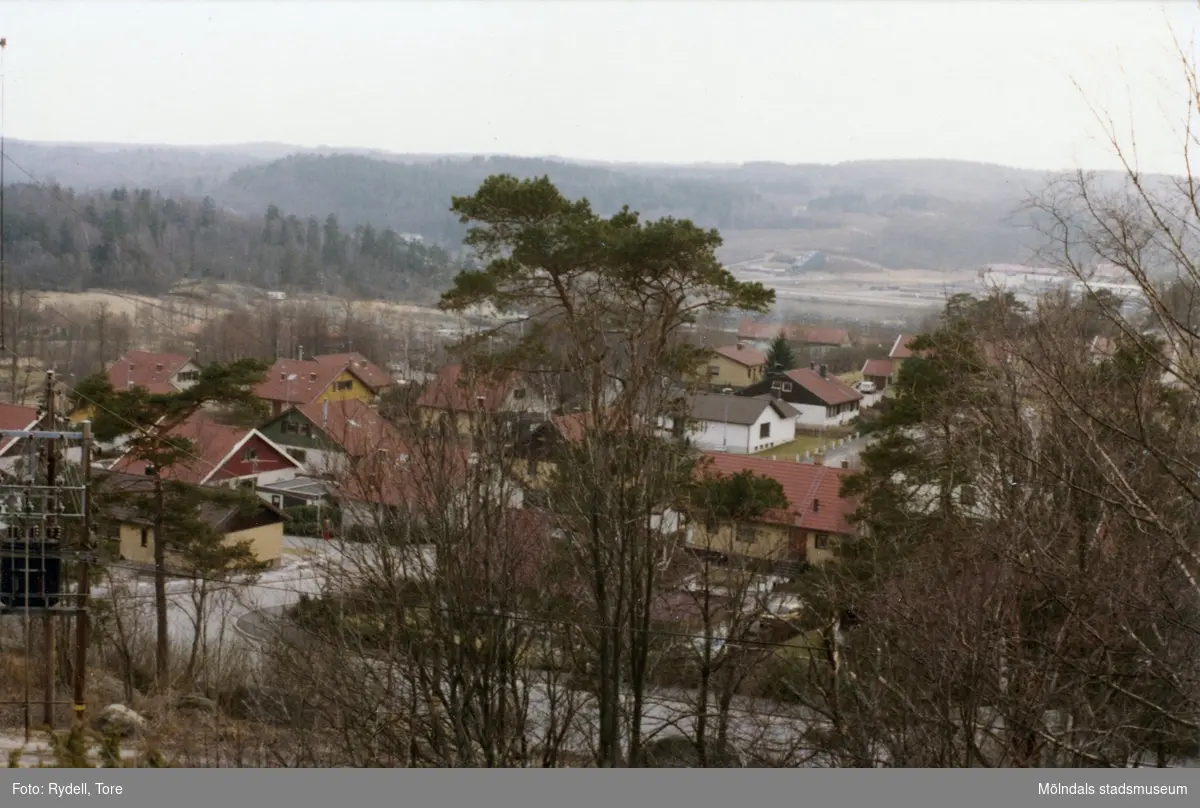 Vy över Hulelyckan i Mölndal på 1970-talet. Bostadsbebyggelse vid Hulelycksgatan och Fågelbergsgatan.