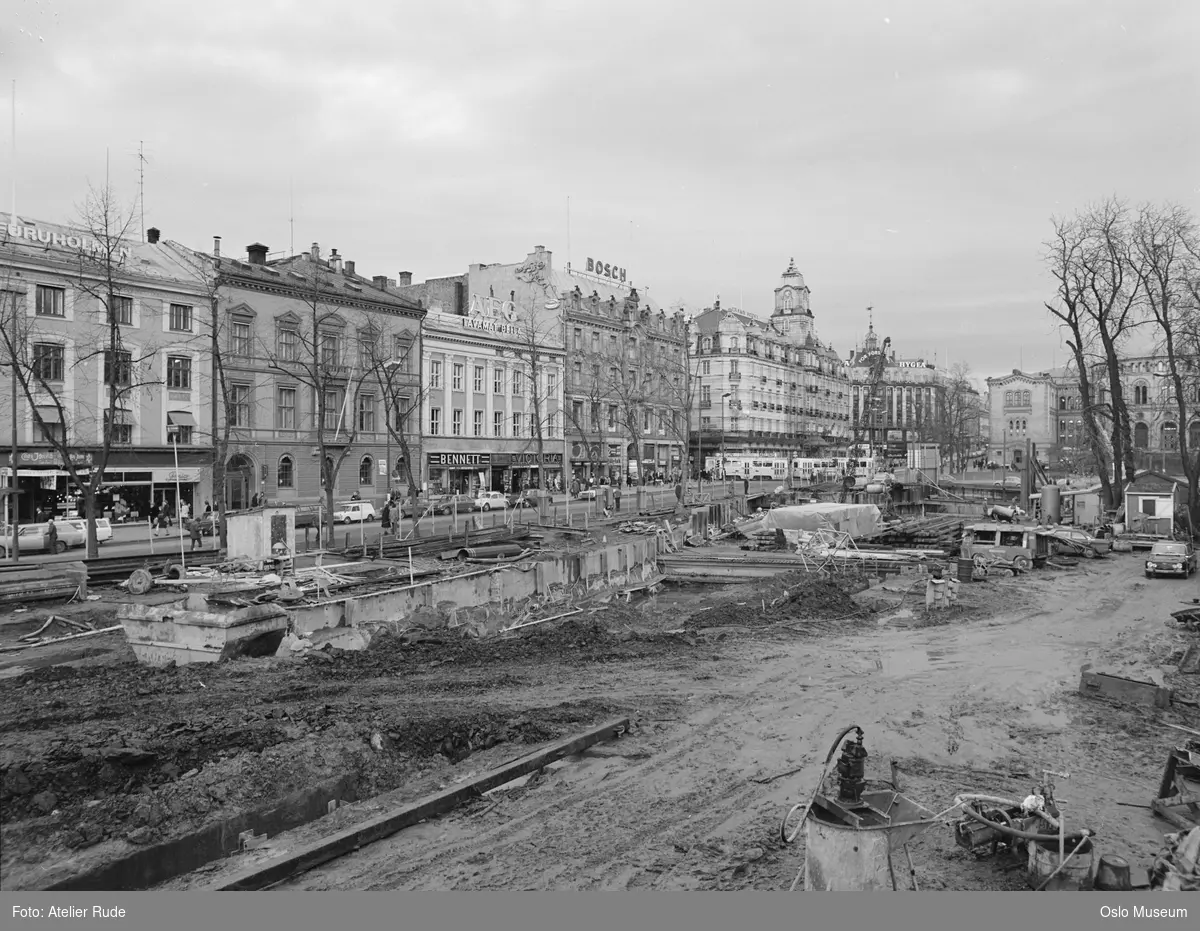 utsikt, park, anleggsarbeid, tunnelbygging, forretningsgårder, Stortingsbygningen