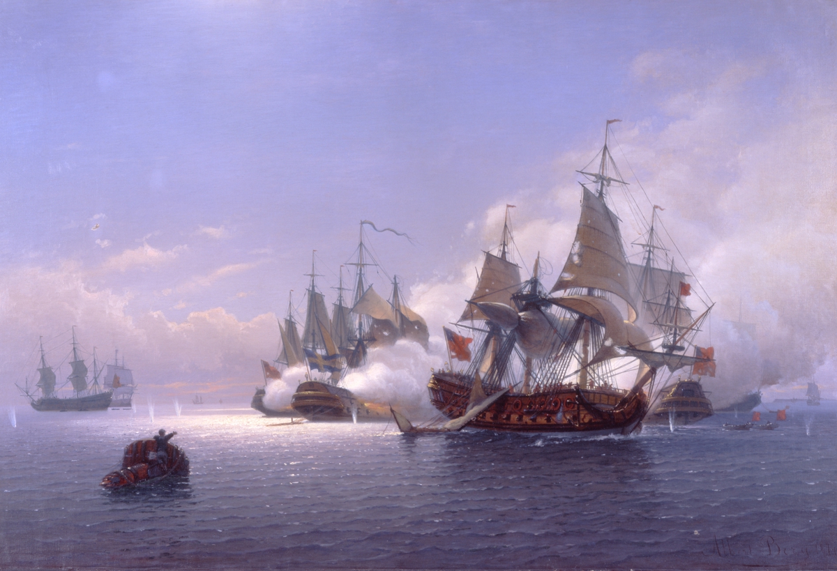 ÖLANDS strid vid Orfordness 28 juli 1704.
Förgylld ram.