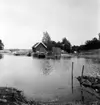 Småland, Kalmar län, Stranda härad, Mönsterås socken, Herrholmen. fiskaren Hilding Johansons ställe med båt, brygga, sjöbod och (samt) manhus i trädgården.