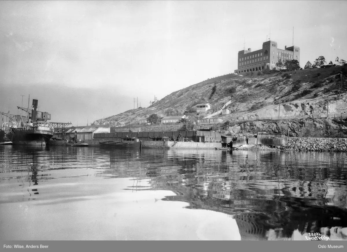 fjord, skip, bebyggelse, Sjømannsskolen