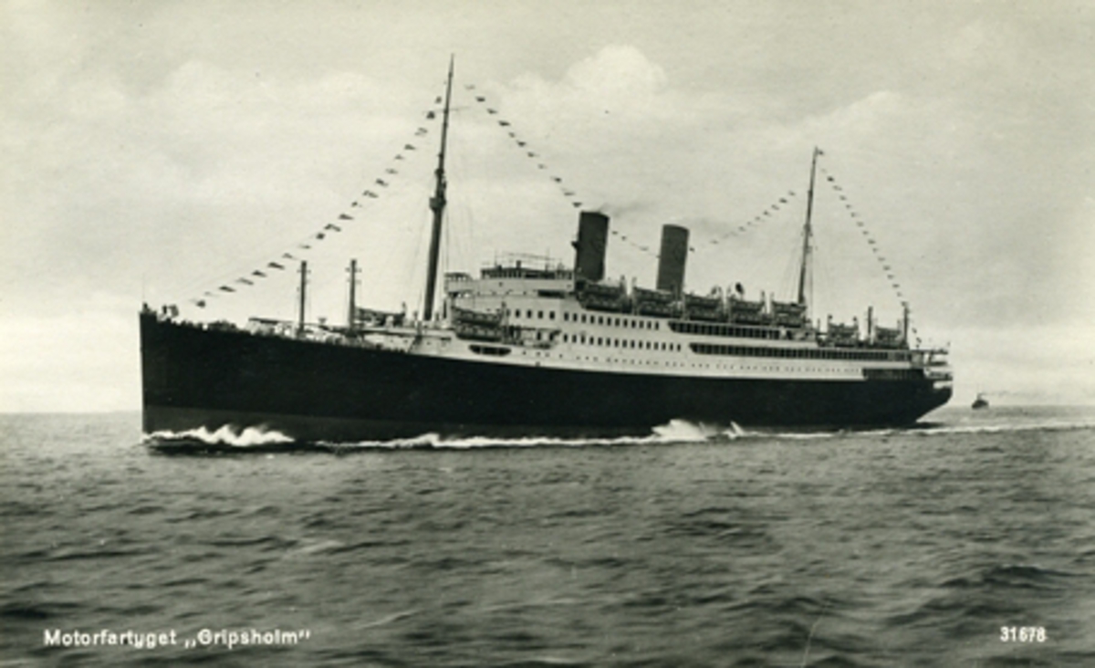 Motorfartyget "Gripsholm". 31678. Import: Joh. Ol. Andreens Eftr., Göteborg