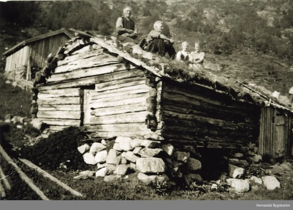 På Fuglehaugen i Heimdalen i Hemsedal i 1940
Frå venstre: .... Flaget, Barbro O. Flaten, Kari O. Flaten