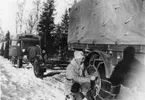 Snökedjekontroll, 15.Kårbatt. A 6, på marsch.