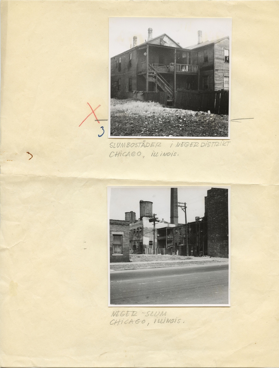 Svenska Amerikastiftelsens stipendieresa 1937.
Flerbostadshus i slummiljö.