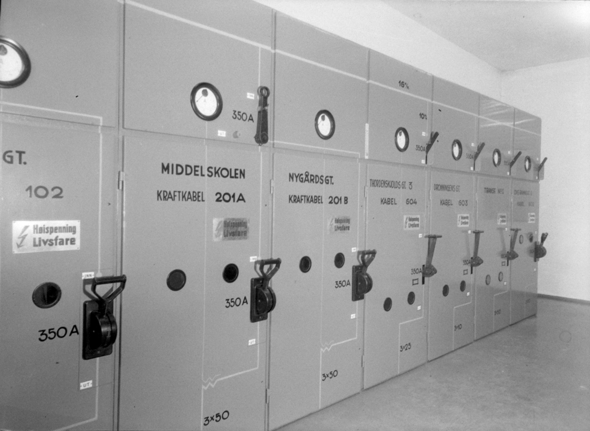 Interiør. Fredrikstad kommunale E. verk- kiosk ved Phønix.