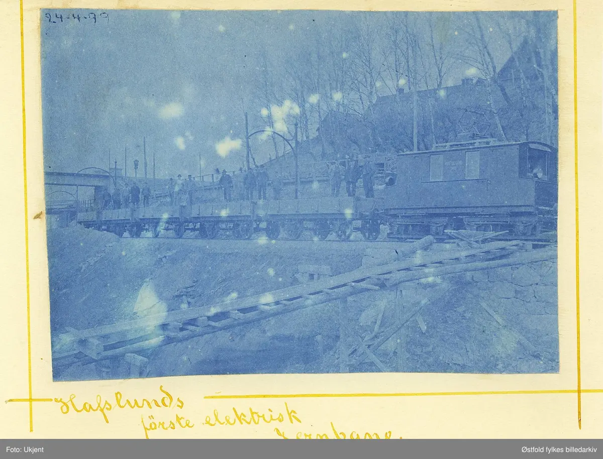 Jernbanevogn til den første jernbanen til Hafslund A/S. Hafslunds første elektriske jernbane 24. april 1899.