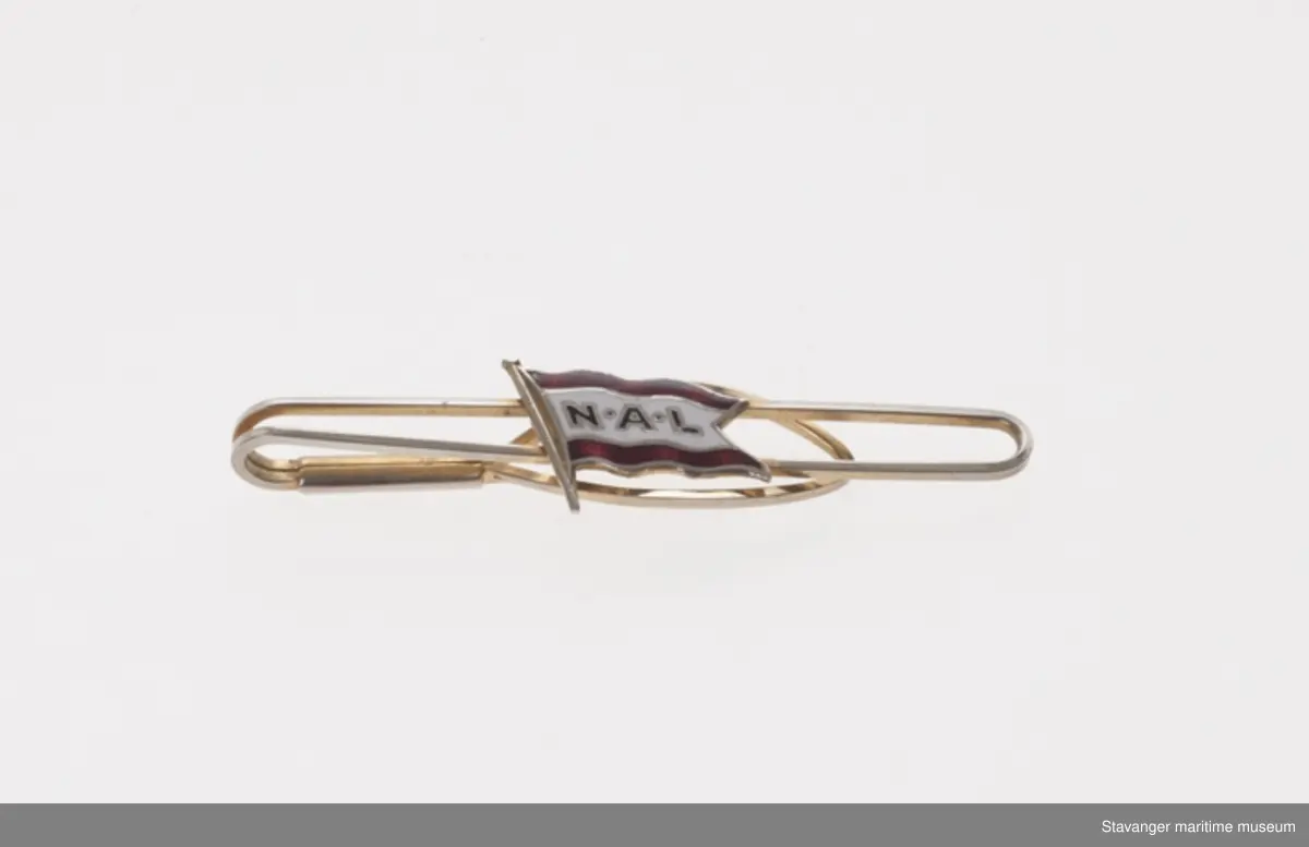 Metall slipsnål med emaljert NAL-flagg.